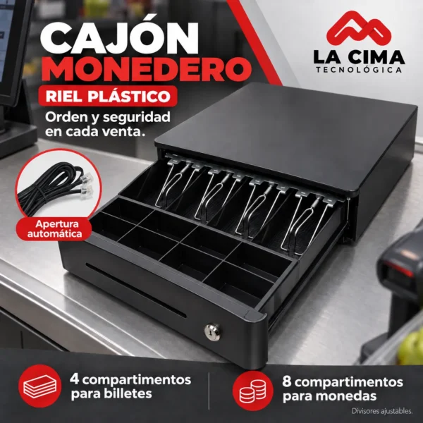 Cajón 4 billetes riel plastico